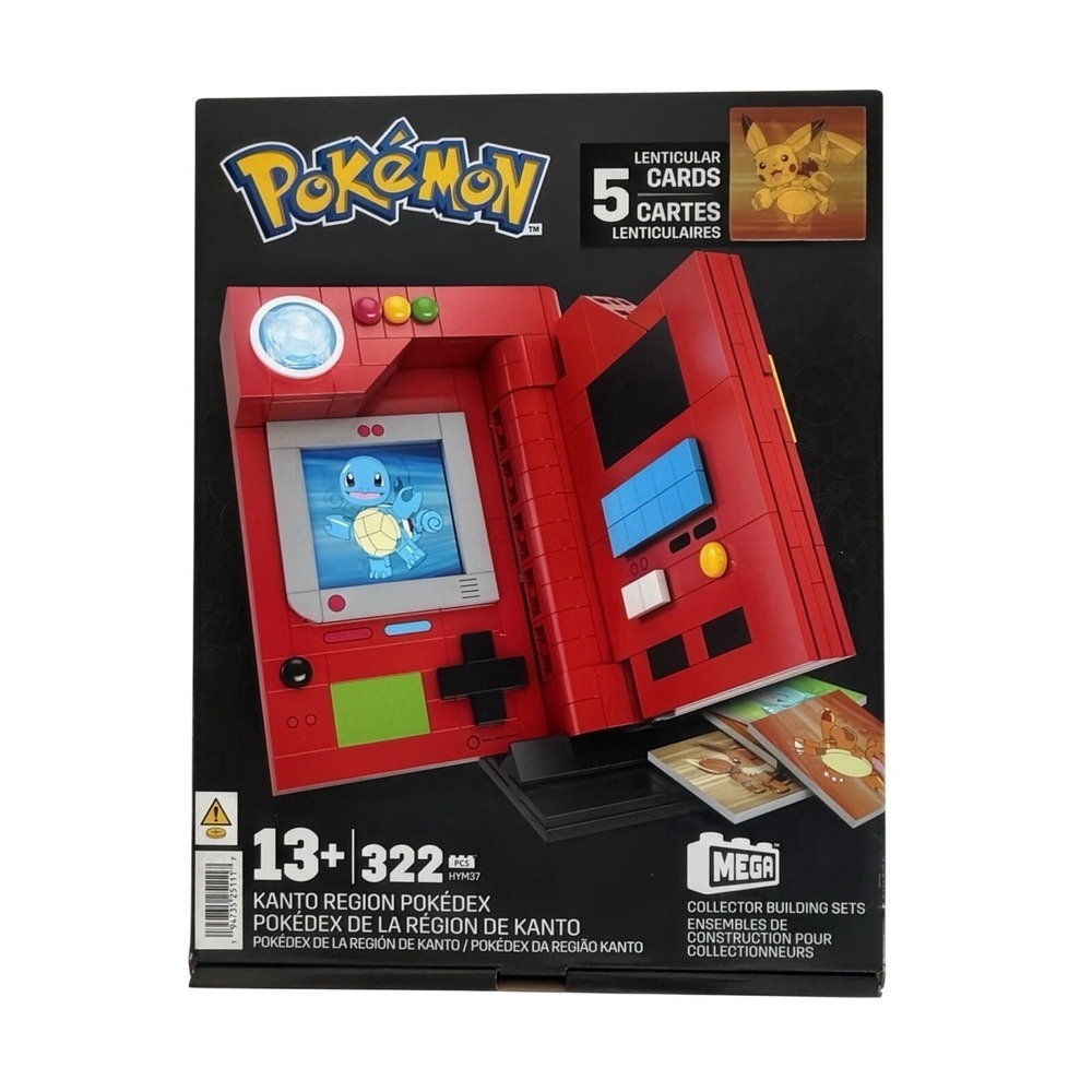 Pokemon Kanto Region Pokédex Mattel Mega Collector Build Set 5 Lenticular Cards